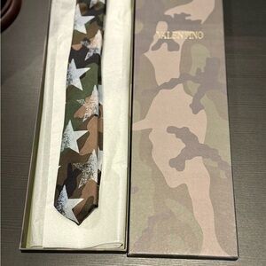 Valentino Green and Brown Star Pattern Tie